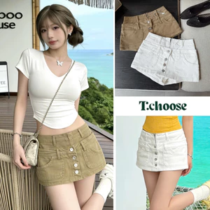 Quần sooc ngắn cạp cao, quần đùi 2 vạt giả váy 748 TCHOOSE