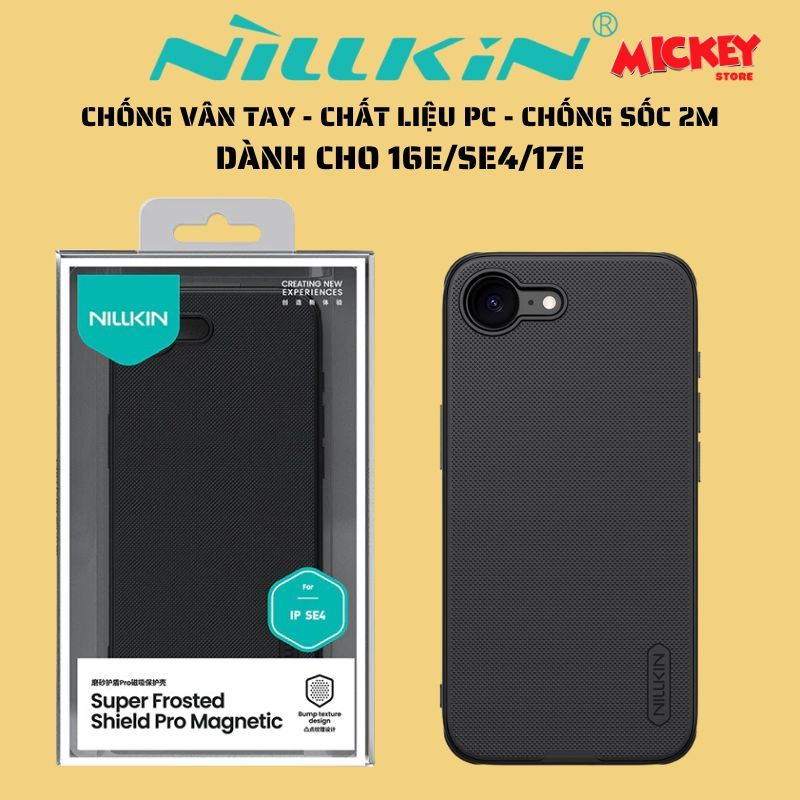 Ốp Nillkin Frosted Shield Pro PC cho 17E/16E/SE4 Ốp điện thoại Cứng Cho iPhone 16E/17E/SE4