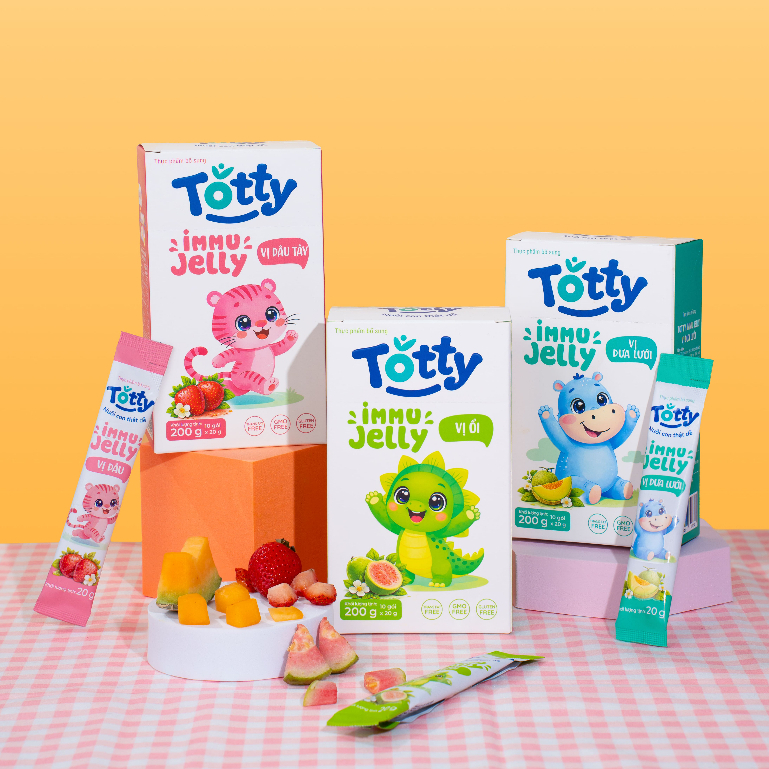 [Thực Phẩm Bổ Sung] Combo 3 Hộp Thạch Trái Cây Cho Bé Totty Jelly, Bổ Sung L-Lysine, Kẽm, Vitamin Từ Trái Cây Đủ Vị