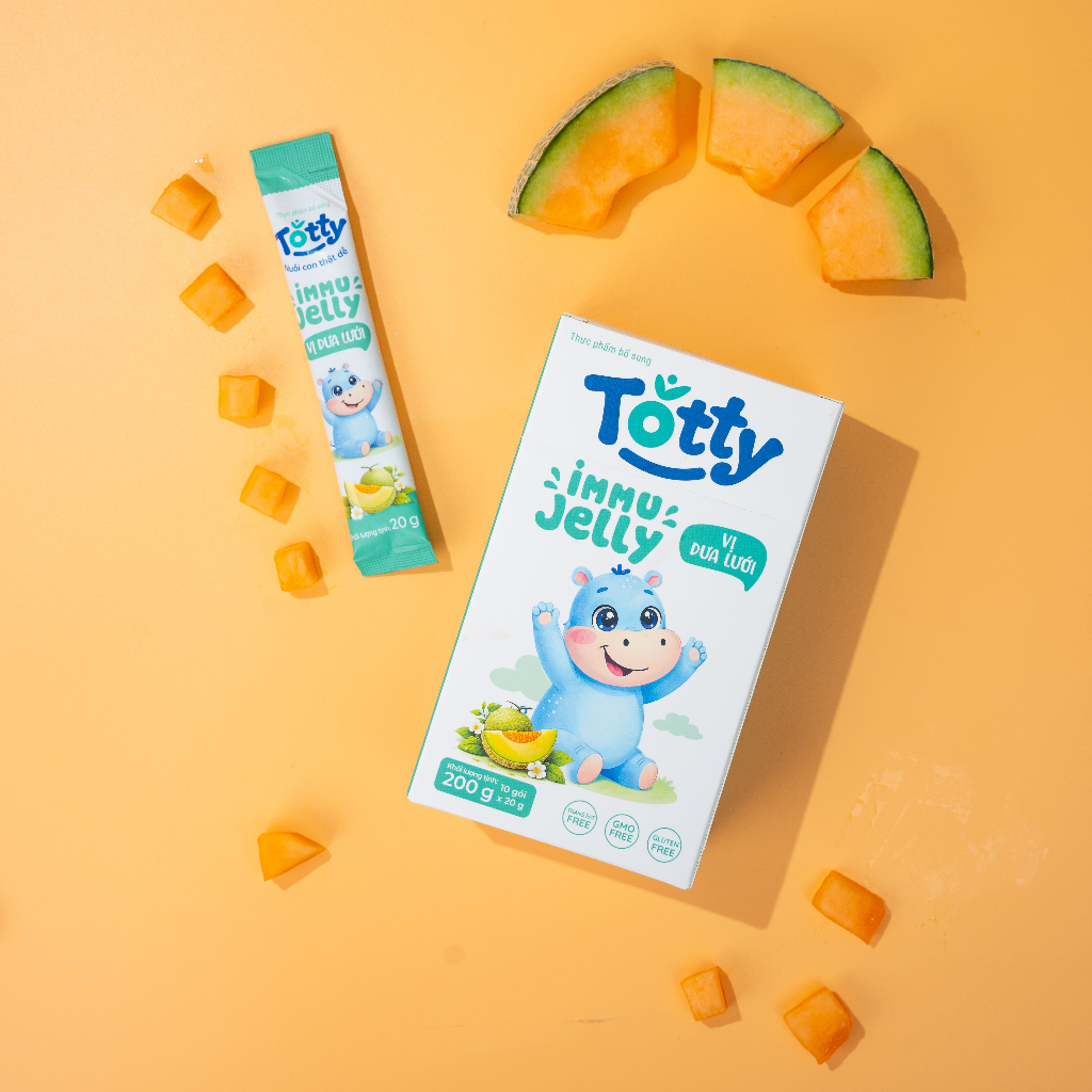 [Thực Phẩm Bổ Sung] Thạch Trái Cây Cho Bé Totty Jelly Vị Dưa Lưới, Bổ Sung L-Lysine, Kẽm, Vitamin Thạch Mềm Dễ Ăn