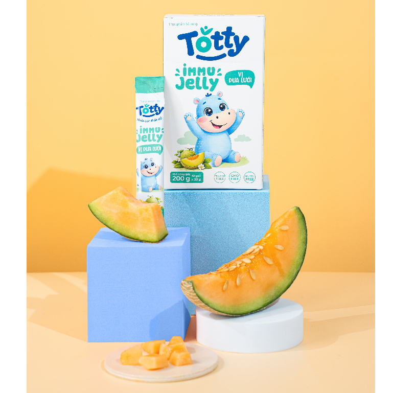 [Thực Phẩm Bổ Sung] Thạch Trái Cây Cho Bé Totty Jelly Vị Dưa Lưới, Bổ Sung L-Lysine, Kẽm, Vitamin Thạch Mềm Dễ Ăn