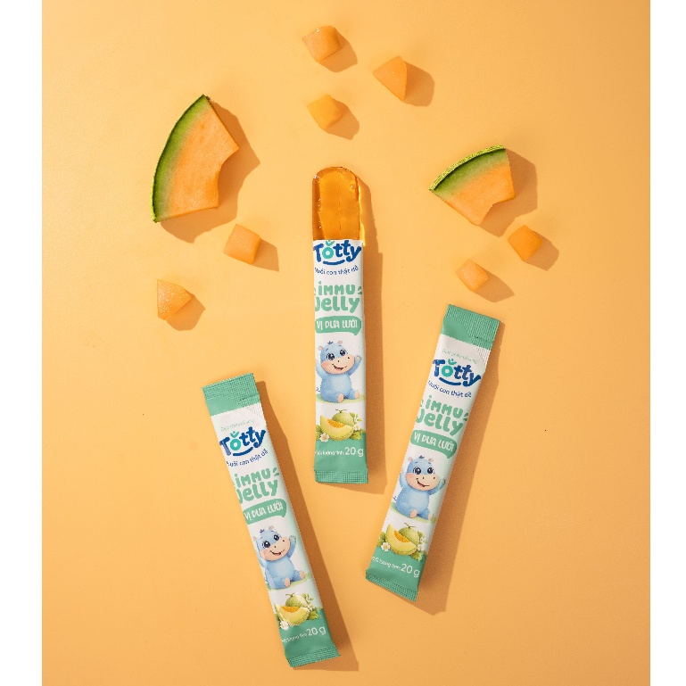 [Thực Phẩm Bổ Sung] Thạch Trái Cây Cho Bé Totty Jelly Vị Dưa Lưới, Bổ Sung L-Lysine, Kẽm, Vitamin Thạch Mềm Dễ Ăn