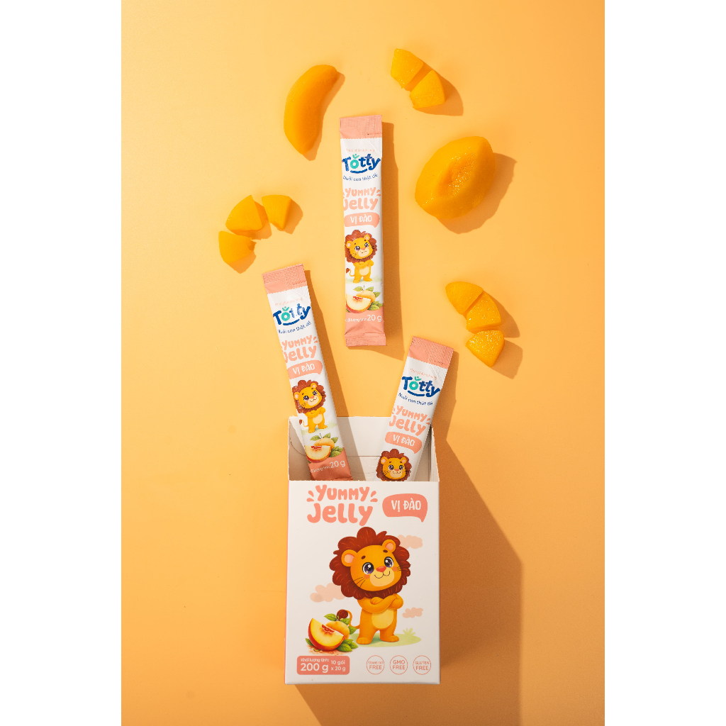[Thực Phẩm Bổ Sung] Thạch Trái Cây Cho Bé Totty Jelly Vị Đào, Bổ Sung L-Lysine, Kẽm, Vitamin C Dạng Thạch Mềm Dễ Ăn