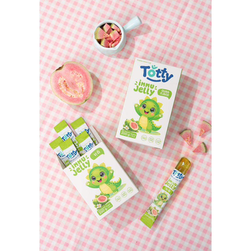 [Thực Phẩm Bổ Sung] Thạch Trái Cây Cho Bé Totty Immu Jelly Vị Ổi, Bổ Sung L-Lysine, Kẽm, Vitamin D3 Dạng Thạch Mềm Dễ Ăn