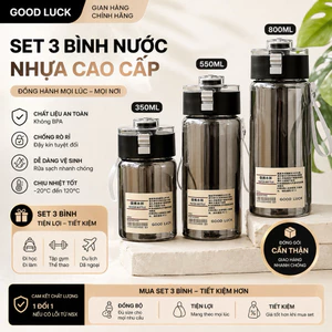 Set 3 Bình Nước Nhắc Uống Nước Thông Minh Good Luck 350ml 550ml 800ml Chống Rò Rỉ Có Quai Xách