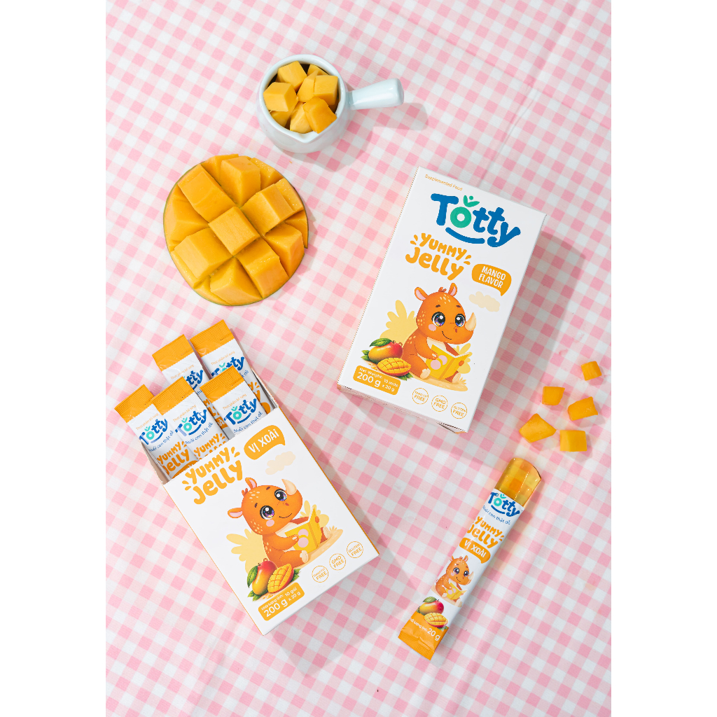 [Thực Phẩm Bổ Sung] Thạch Trái Cây Cho Bé Totty Jelly Vị Xoài, Bổ Sung L-Lysine, Kẽm, Vitamin, Dạng Thạch Mềm Bé Ăn Ngon