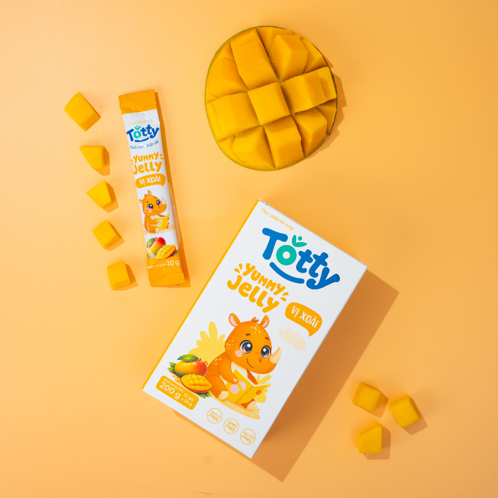 [Thực Phẩm Bổ Sung] Thạch Trái Cây Cho Bé Totty Jelly Vị Xoài, Bổ Sung L-Lysine, Kẽm, Vitamin, Dạng Thạch Mềm Bé Ăn Ngon