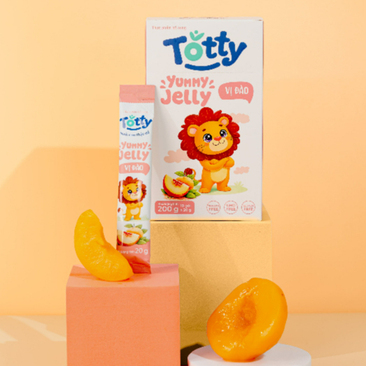 [Thực Phẩm Bổ Sung] Thạch Trái Cây Cho Bé Totty Jelly Vị Đào, Bổ Sung L-Lysine, Kẽm, Vitamin C Dạng Thạch Mềm Dễ Ăn