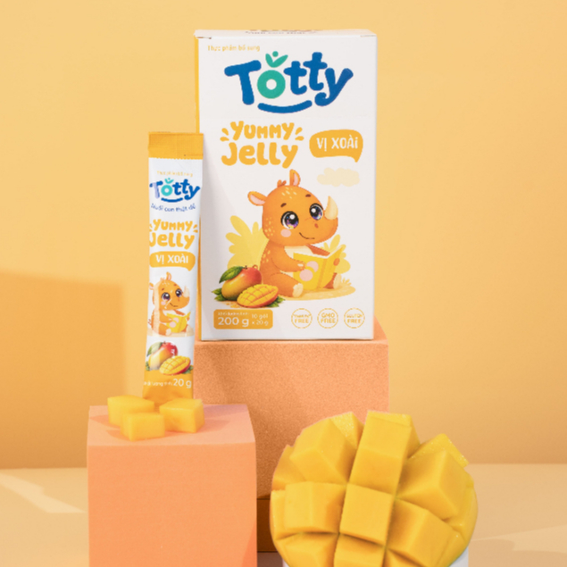 [Thực Phẩm Bổ Sung] Thạch Trái Cây Cho Bé Totty Jelly Vị Xoài, Bổ Sung L-Lysine, Kẽm, Vitamin, Dạng Thạch Mềm Bé Ăn Ngon