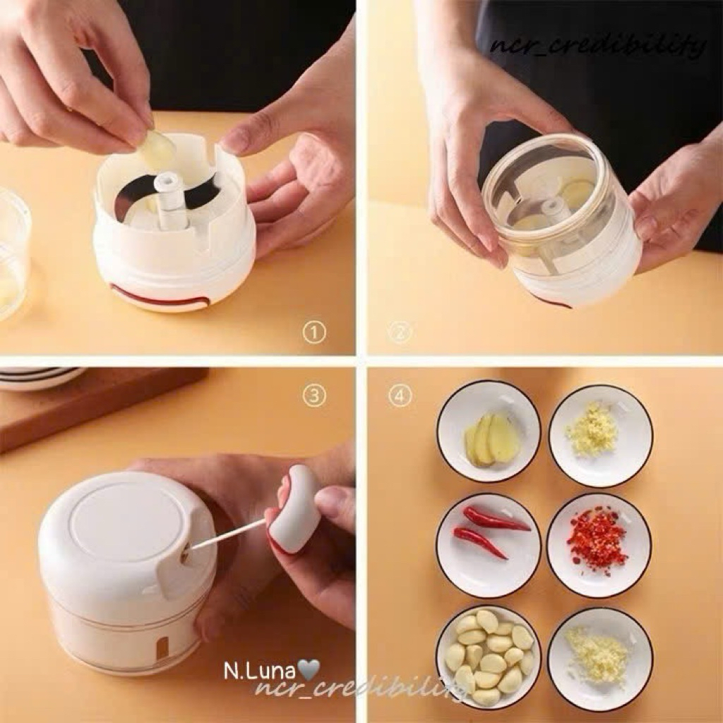 Máy Xay Tỏi Cầm Tay Mini Dụng Cụ Băm Tỏi Kéo Tay Đa Năng Xay Ớt Hành Thịt Rau Củ Nhà Bếp