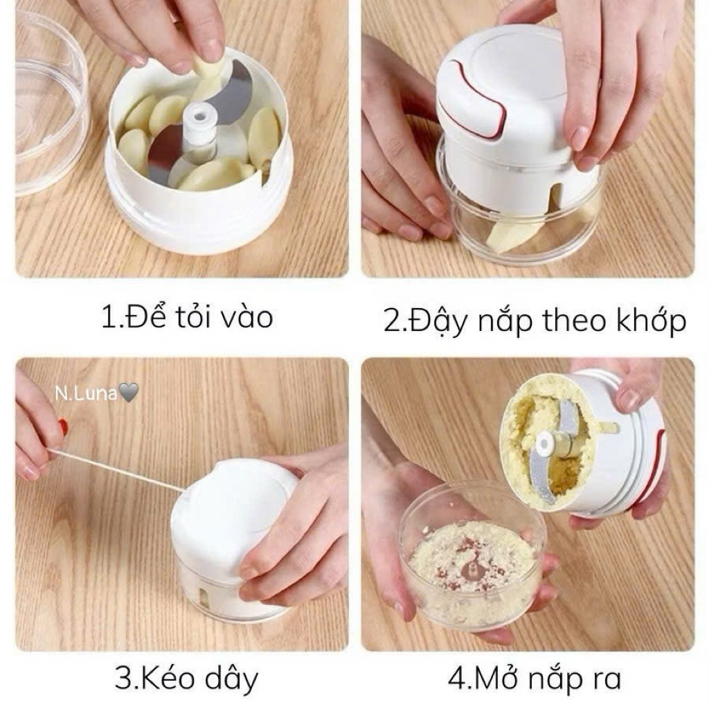 Máy Xay Tỏi Cầm Tay Mini Dụng Cụ Băm Tỏi Kéo Tay Đa Năng Xay Ớt Hành Thịt Rau Củ Nhà Bếp