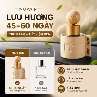 Tinh dầu thơm xe ô tô NOVAIR, nước hoa ô tô cao cấp khử mùi tự nhiên giảm say xe dung tích 50ml