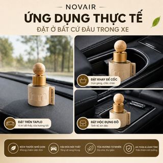Tinh dầu thơm xe ô tô NOVAIR, nước hoa ô tô cao cấp khử mùi tự nhiên giảm say xe dung tích 50ml