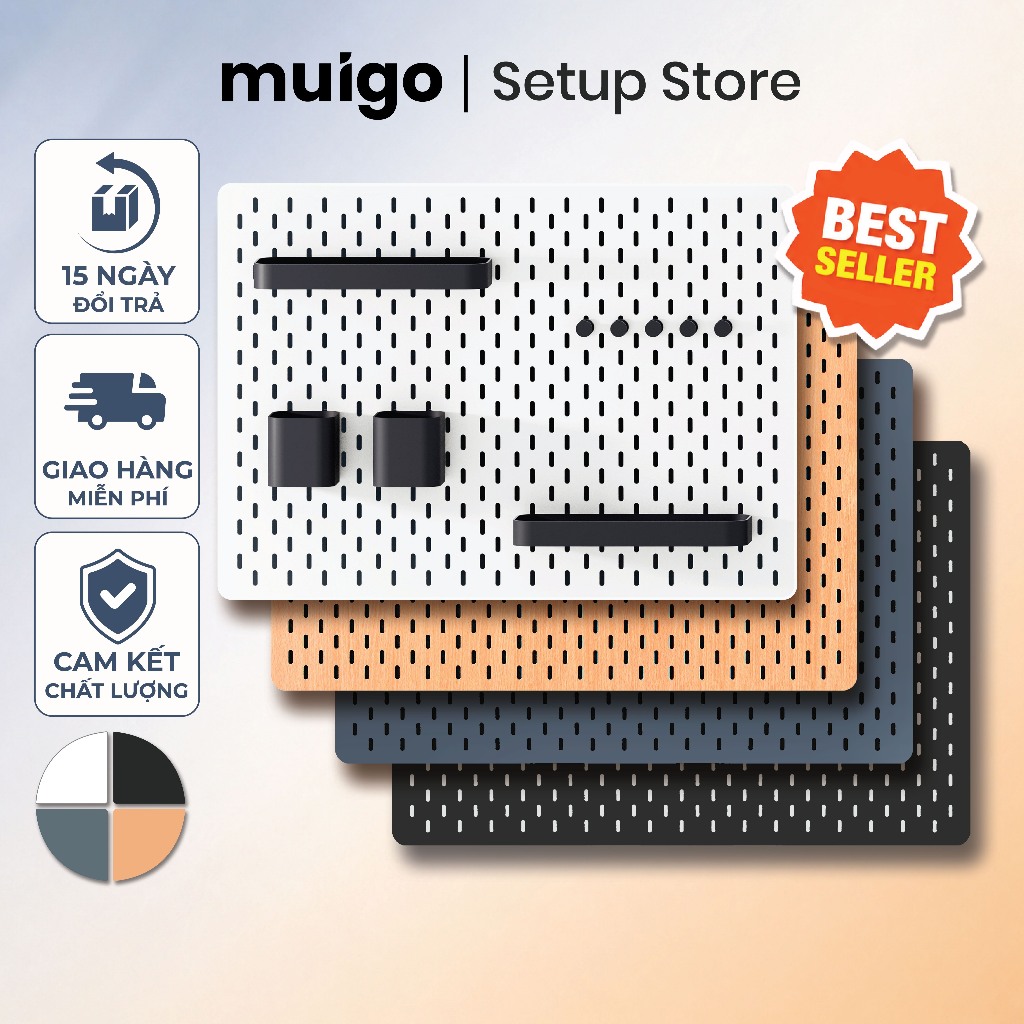 [Tặng phụ kiện] BẢNG PEGBOARD GỖ TREO TƯỜNG TIỆN LỢI | Bảng Lỗ Decor Tiện Dụng, Tối Ưu Không Gian