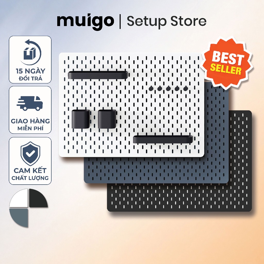 [Tặng phụ kiện] BẢNG PEGBOARD GỖ TREO TƯỜNG TIỆN LỢI TRẮNG/ ĐEN/ XÁM | Bảng Lỗ Decor Tiện Dụng, Tối Ưu Không Gian