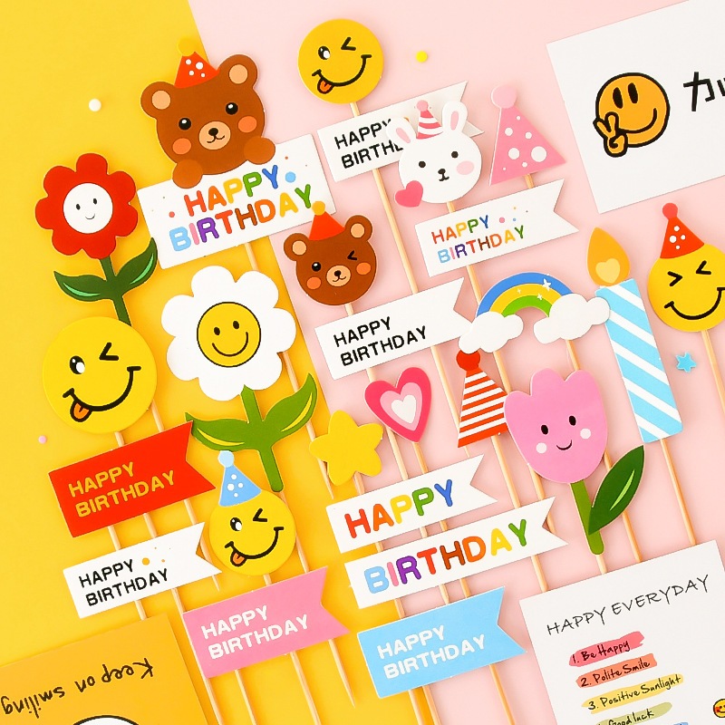 Combo 10 Set Cắm Giấy Hình Mũ, Hình Lá Cờ Trang Trí Bánh Kem - Phụ Kiện Bánh Sinh Nhật DUHA 077