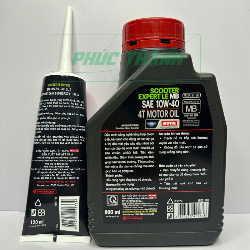 Combo Dầu Nhớt Xe Tay Ga MOTUL SCOOTER EXPERT LE 4T 10W40 800ml + Nhớt Láp Motul 120ml - Chính Hãng
