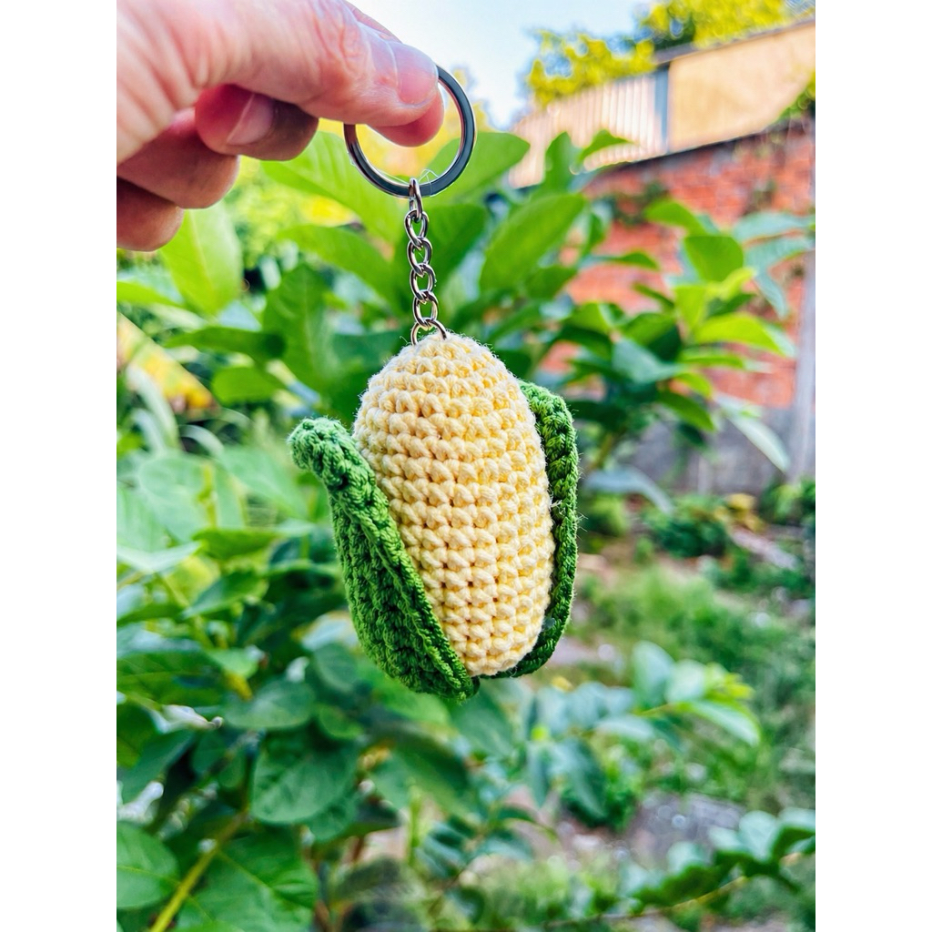 Móc khóa quà tặng hình trái bắp bằng len handmade sản phẩm thủ công