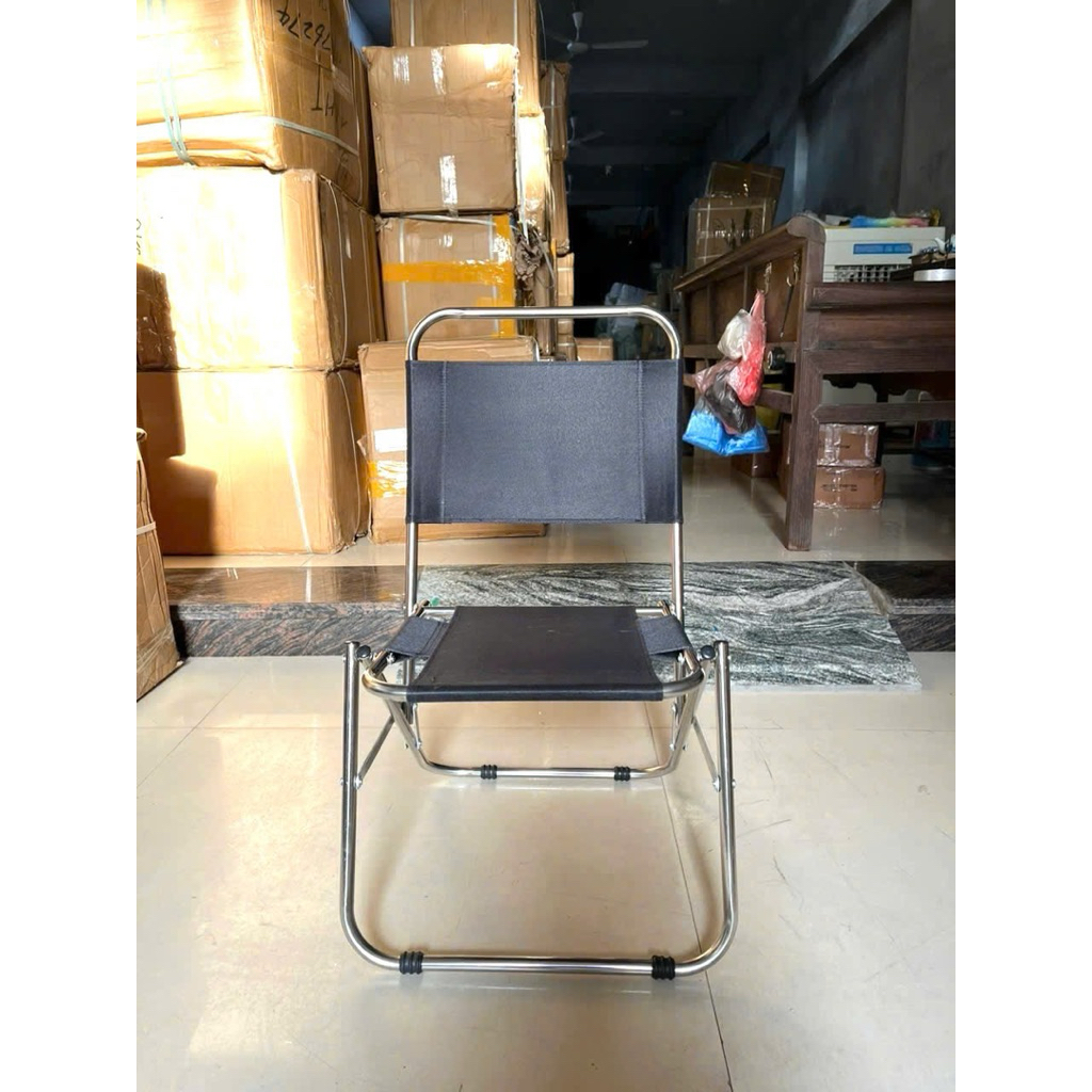 Ghế Dù Gấp Gọn Khung Inox Vải Bố Dù, Ghế Dù Xếp Trà Chanh, Cà Phê, Câu Cá