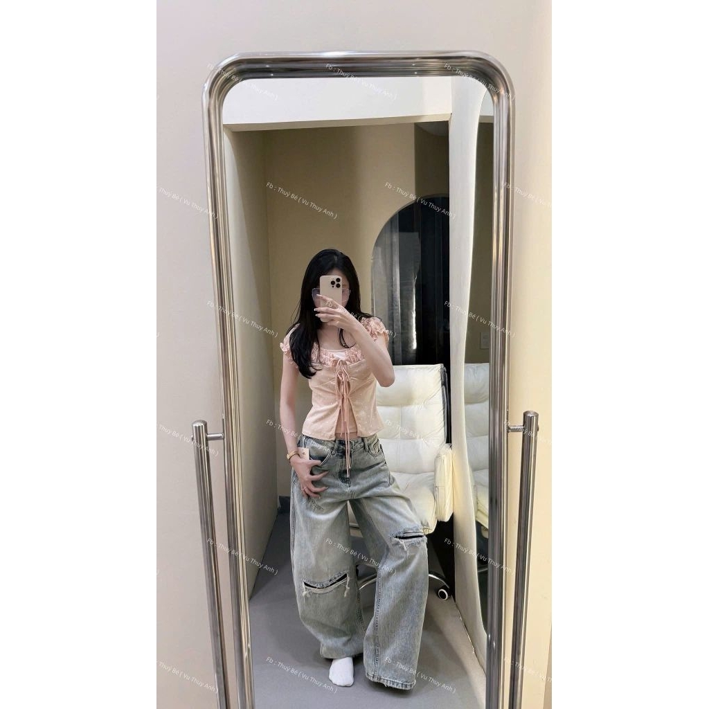 [𝑯𝒂 𝑨𝒏𝒉] Áo Cộc Phông Trễ Vai Buộc Nơ QCL1