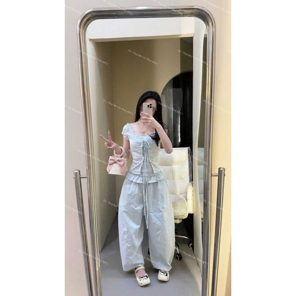 [𝑯𝒂 𝑨𝒏𝒉] Áo Cộc Phông Trễ Vai Buộc Nơ QCL1