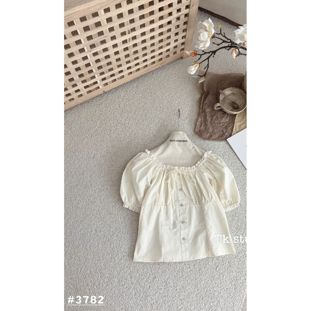 [𝑯𝒂 𝑨𝒏𝒉] Áo Sơ Mi Cộc Trễ Vai Bo Gấu Tay QCL1
