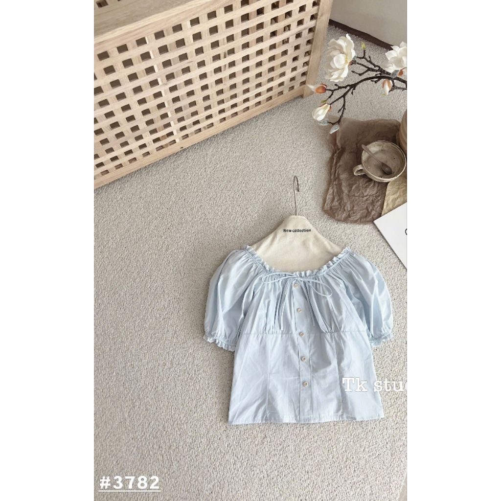 [𝑯𝒂 𝑨𝒏𝒉] Áo Sơ Mi Cộc Trễ Vai Bo Gấu Tay QCL1