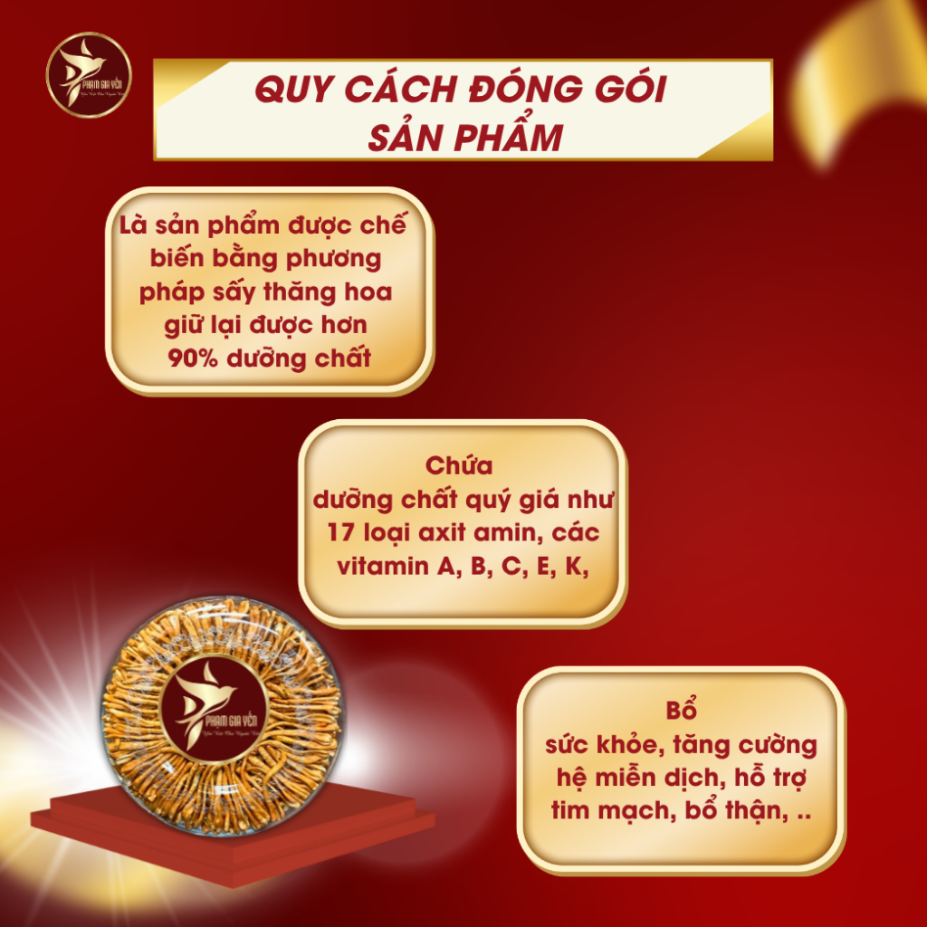 Hũ 5 Gram Đông Trùng Hạ Thảo Loại 1 Sấy Thăng Hoa  - Yến Sào Phạm Gia