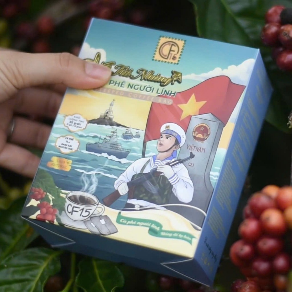 Cà Phê CF15 Túi Nhúng Robusta Nguyên Chất Cà Phê Người Lính - Hộp 5 Gói