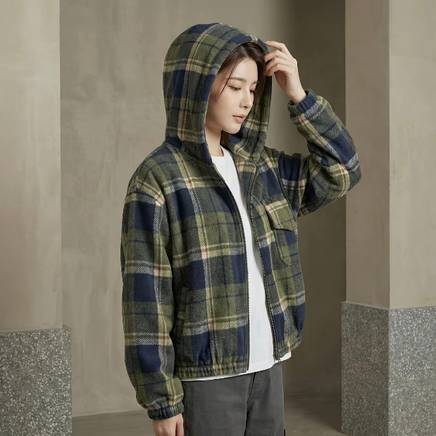 Áo khoác che nắng có mũ trùm đầu caro kẻ sọc thời thượng trẻ trung unisex Y015.