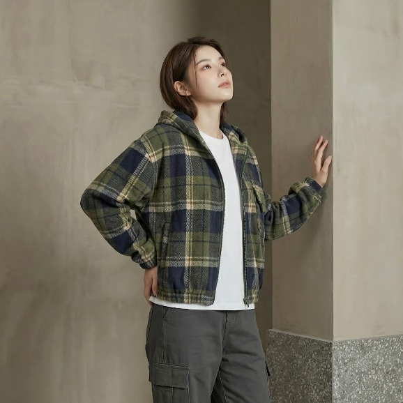 Áo khoác che nắng có mũ trùm đầu caro kẻ sọc thời thượng trẻ trung unisex Y015.
