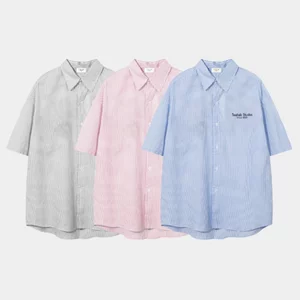 Áo Sơ Mi Tay Ngắn Nam Nữ Kẻ Sọc Teelab Local Brand Vải Oxford Cao Cấp 3 Màu Xanh, Hồng, Xám Hót Nhất Hiện Nay