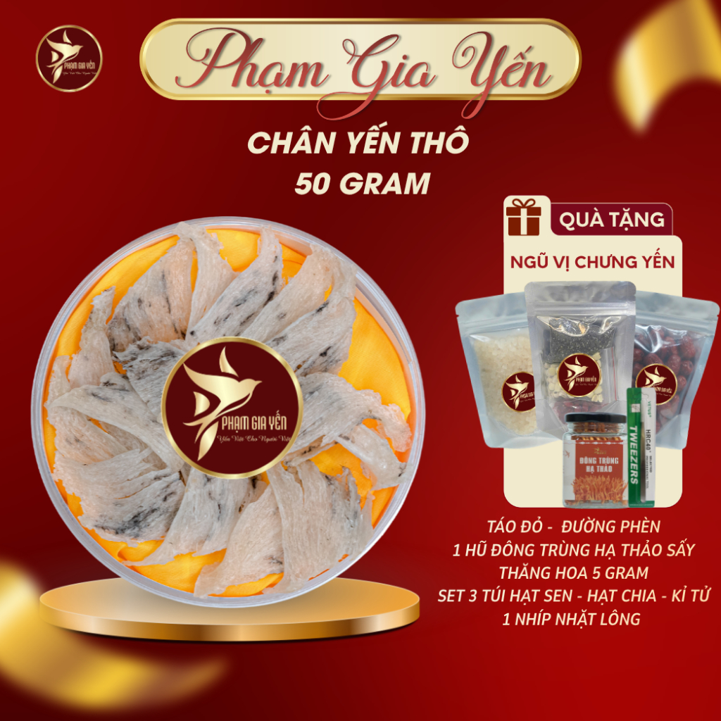 Chân Yến Thô Già Gân Loại 1 , To , Già , Chưng Cực Nở - Yến Sào Phạm Gia  - Tổ Yến Thô