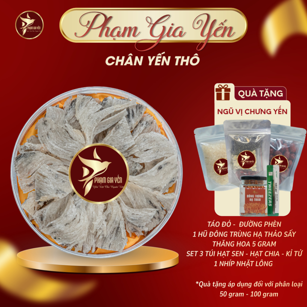 Chân Yến Thô Già Gân Loại 1 , To , Già , Chưng Cực Nở - Yến Sào Phạm Gia  - Tổ Yến Thô