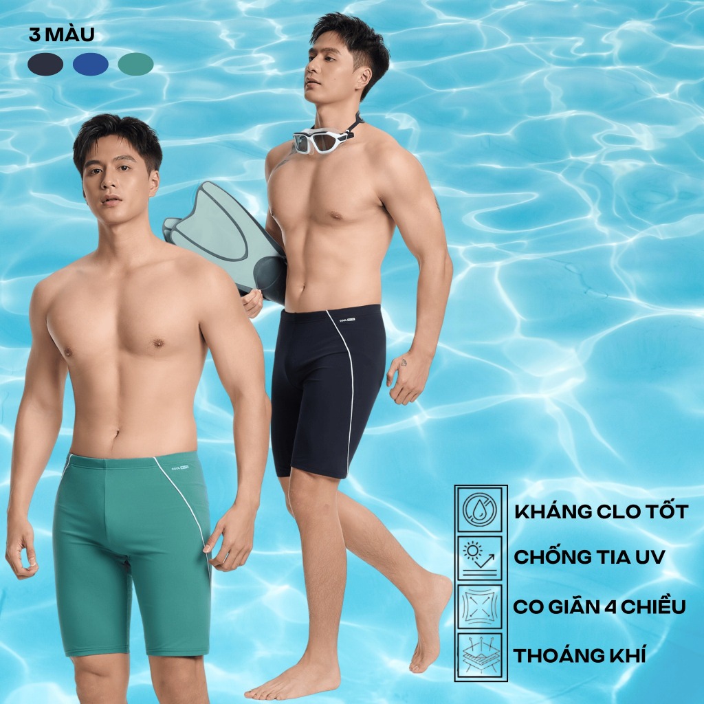[MUA 2 GIẢM 15%]BST Quần bơi nam 9inch bền bỉ, nhanh khô, chống bám nước, chống UV, đồ đi biển Coolmate