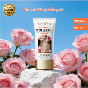 SADOER Kem Dưỡng Trắng Body Vitamin C 100ML - Trắng Da Tức Thì, Chống Nắng SPF20+++, Không Bết Dính