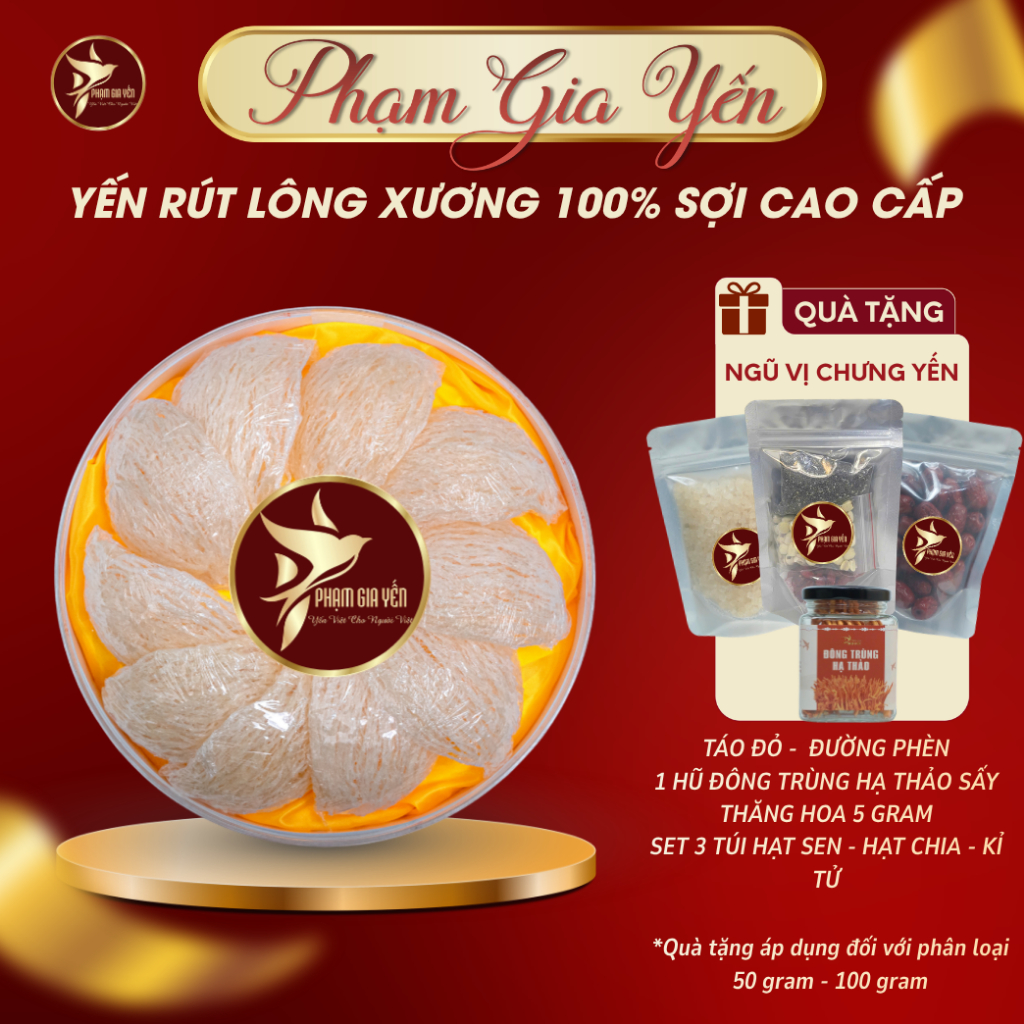 Tổ Yến Rút Lông Xương 100% Sợi Nguyên Chất ( Dòng Yến Vip ) - Không Pha Tạp Chất  - Yến Sào Phạm Gia