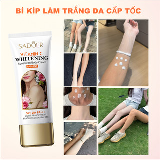 SADOER Kem Dưỡng Trắng Body Vitamin C 100ML - Trắng Da Tức Thì, Chống Nắng SPF20+++, Không Bết Dính