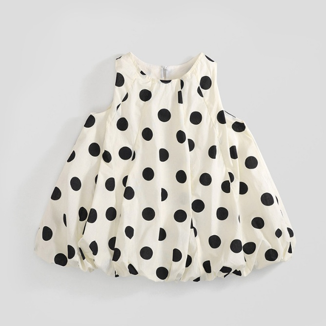 Váy Cho Bé Gái, Váy Bí Chấm Bi Cho Bé Gái Chất Liệu Cotton Mềm Mại Phong Cách Dễ Thương