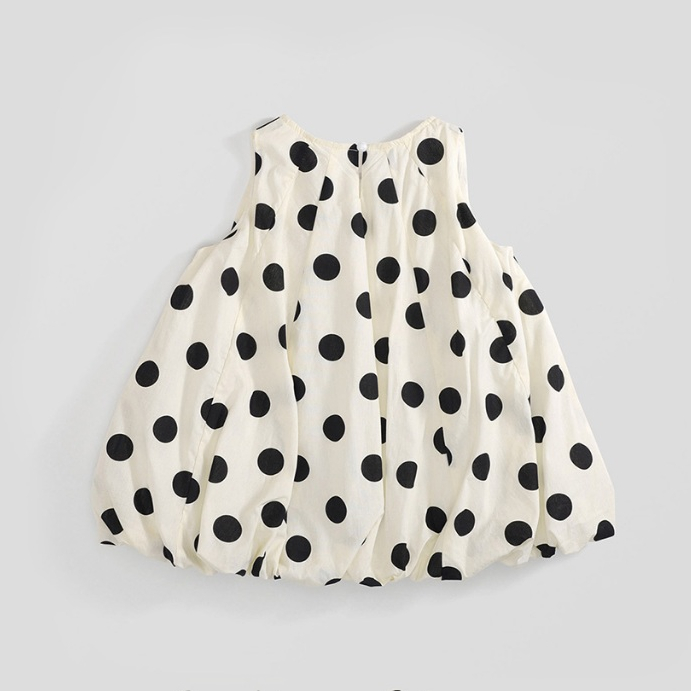 Váy Cho Bé Gái, Váy Bí Chấm Bi Cho Bé Gái Chất Liệu Cotton Mềm Mại Phong Cách Dễ Thương