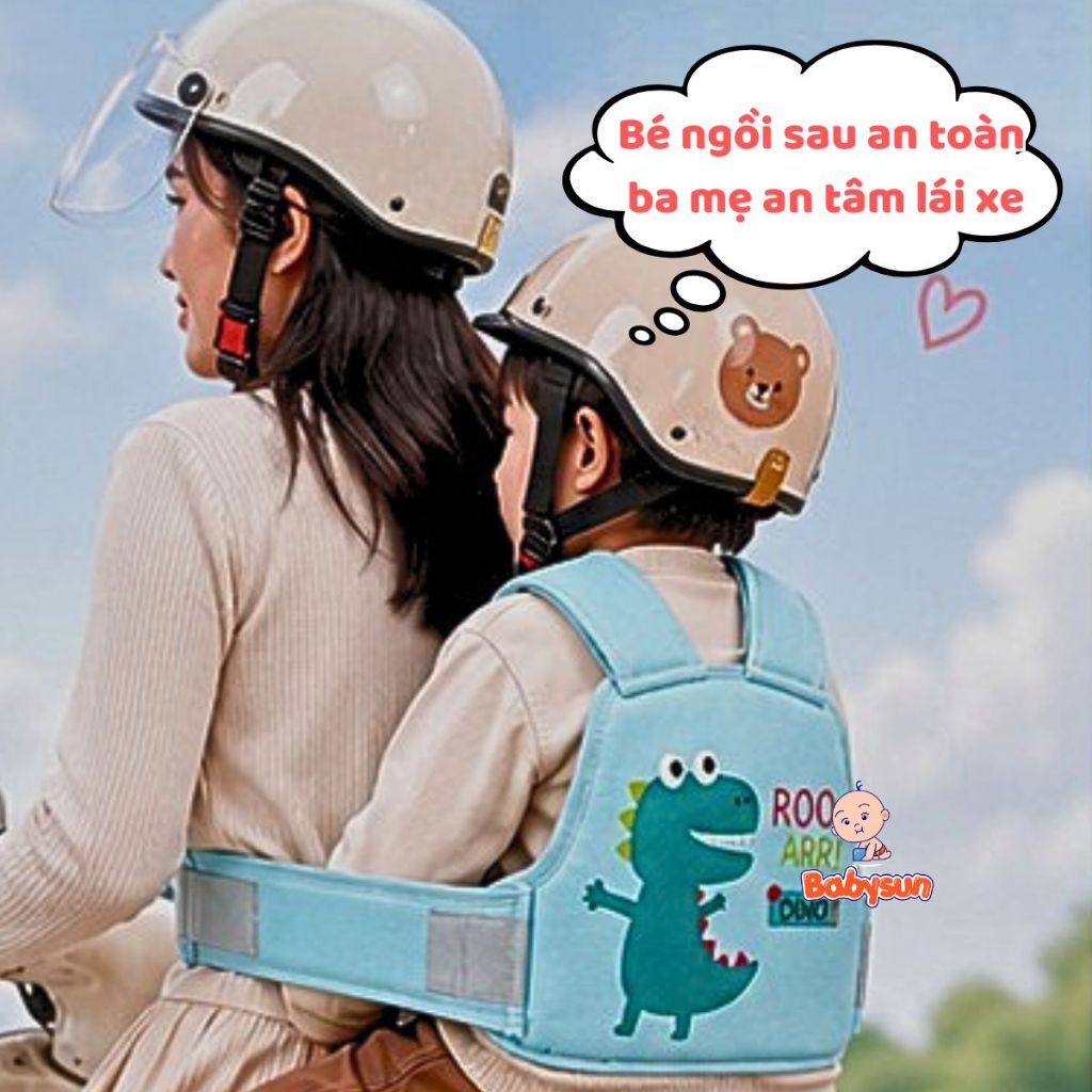 Đai đi xe máy , xe điện bảo vệ an toàn cho bé - Đai đeo Vai, thắt lưng khoá bảo vệ có phản quang ,lưới thoáng khí cho bé