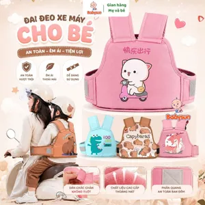 Đai đi xe máy , xe điện bảo vệ an toàn cho bé - Đai đeo Vai, thắt lưng khoá bảo vệ có phản quang ,lưới thoáng khí cho bé