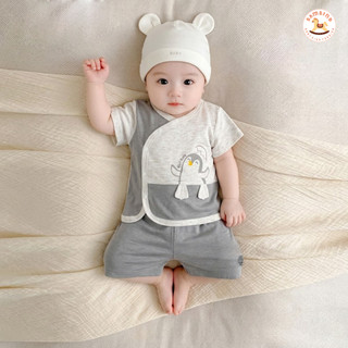 Bộ Newborn Cộc Tay Modal 7A Cao Cấp Mềm Mịn Thấm Hút Thoáng Mát BAMBINO 0-6 Tháng [BNB012]