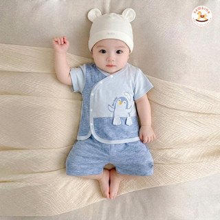 Bộ Newborn Cộc Tay Modal 7A Cao Cấp Mềm Mịn Thấm Hút Thoáng Mát BAMBINO 0-6 Tháng [BNB012]