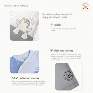Bộ Newborn Cộc Tay Modal 7A Cao Cấp Mềm Mịn Thấm Hút Thoáng Mát BAMBINO 0-6 Tháng [BNB012]