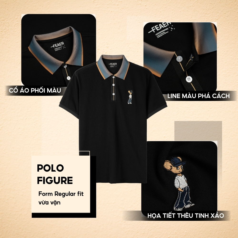 Áo polo FIGURE hiệu ứng loang màu cực quang độc đáo, vải Cotton Micro dệt mịn thoáng mát, bền form lâu - FEAER