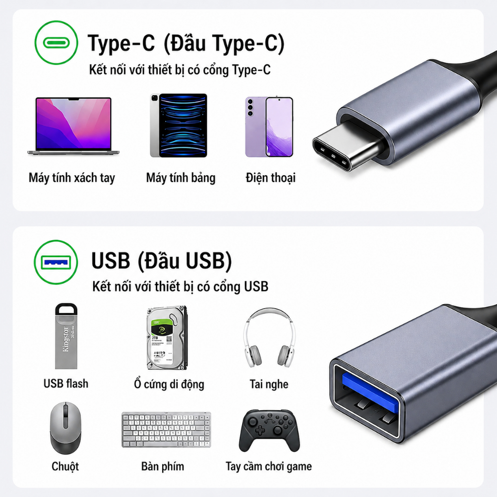 Cáp USB Type C Sang USB 3.0 OTG NYT Dù Hợp Kim Tốc Độ Cao 5Gbps