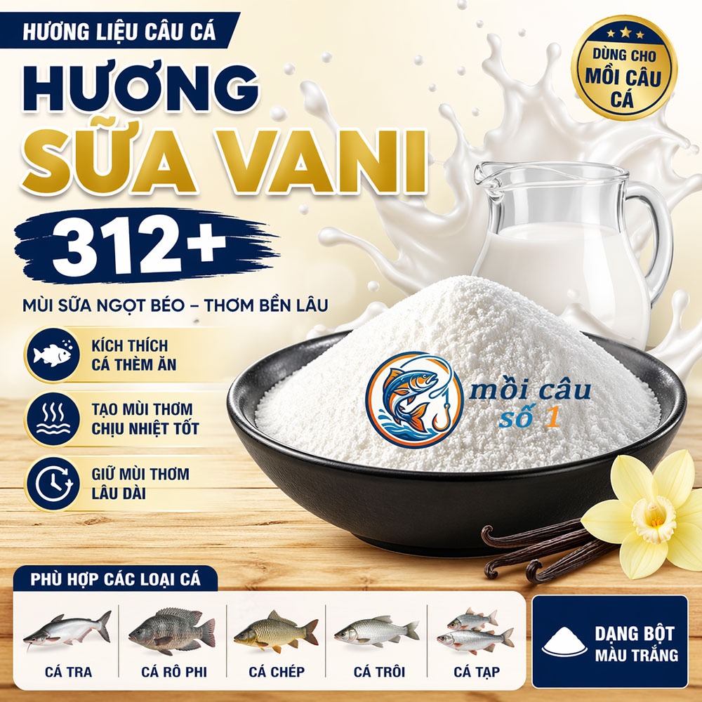 Tinh Mùi Sữa Vani 312+ Đậm Đặc – Dụ Cá Tra, Rô Phi, Chép Cực Nhạy – Hương Liệu Câu Cá | Feed Flavor 312+