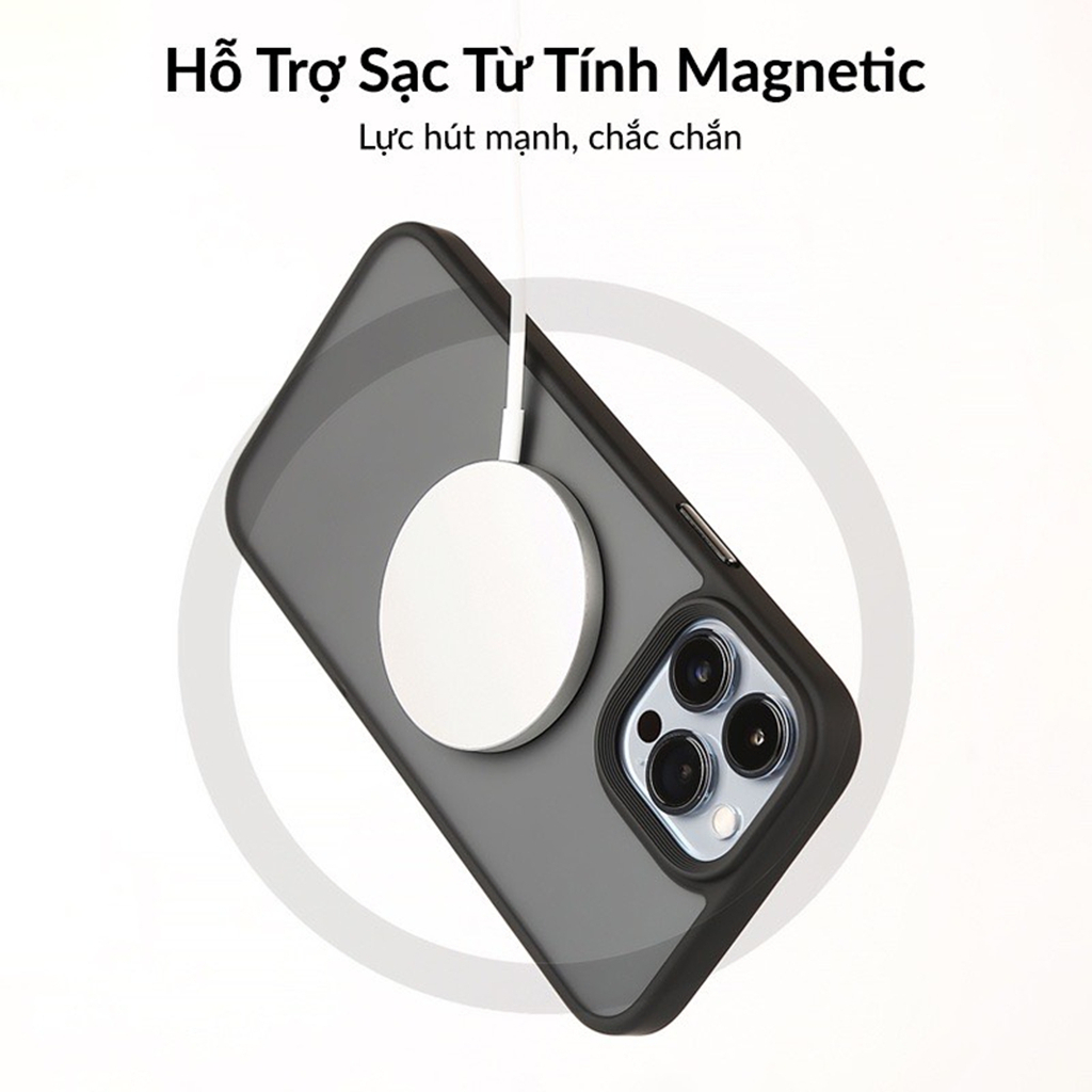 Ốp Lưng Likgus Magnetic MATE Nhám Sạc Không Dây Từ Tính Cho IPhone 12 13 14 15 16 17Promax-17pro