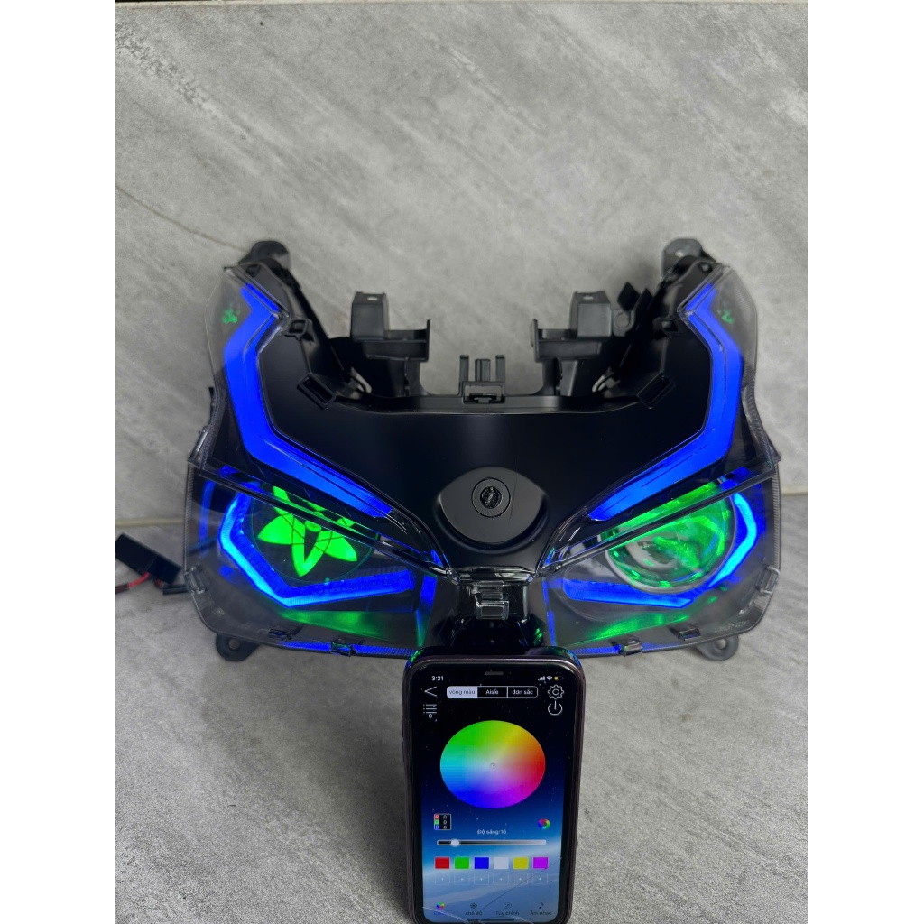 Bộ Pha Đèn Ab125-150 Độ Sẵn Bi Cầu E11+( VÒNG XOAY) Đổi hiệu ứng + Mý Audi Led Đổi Màu Qua App
